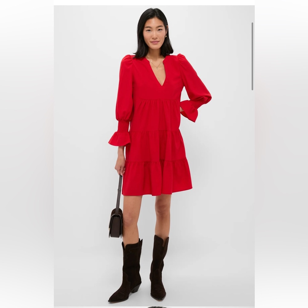 Pomander Place red crepe Kenzo dress
